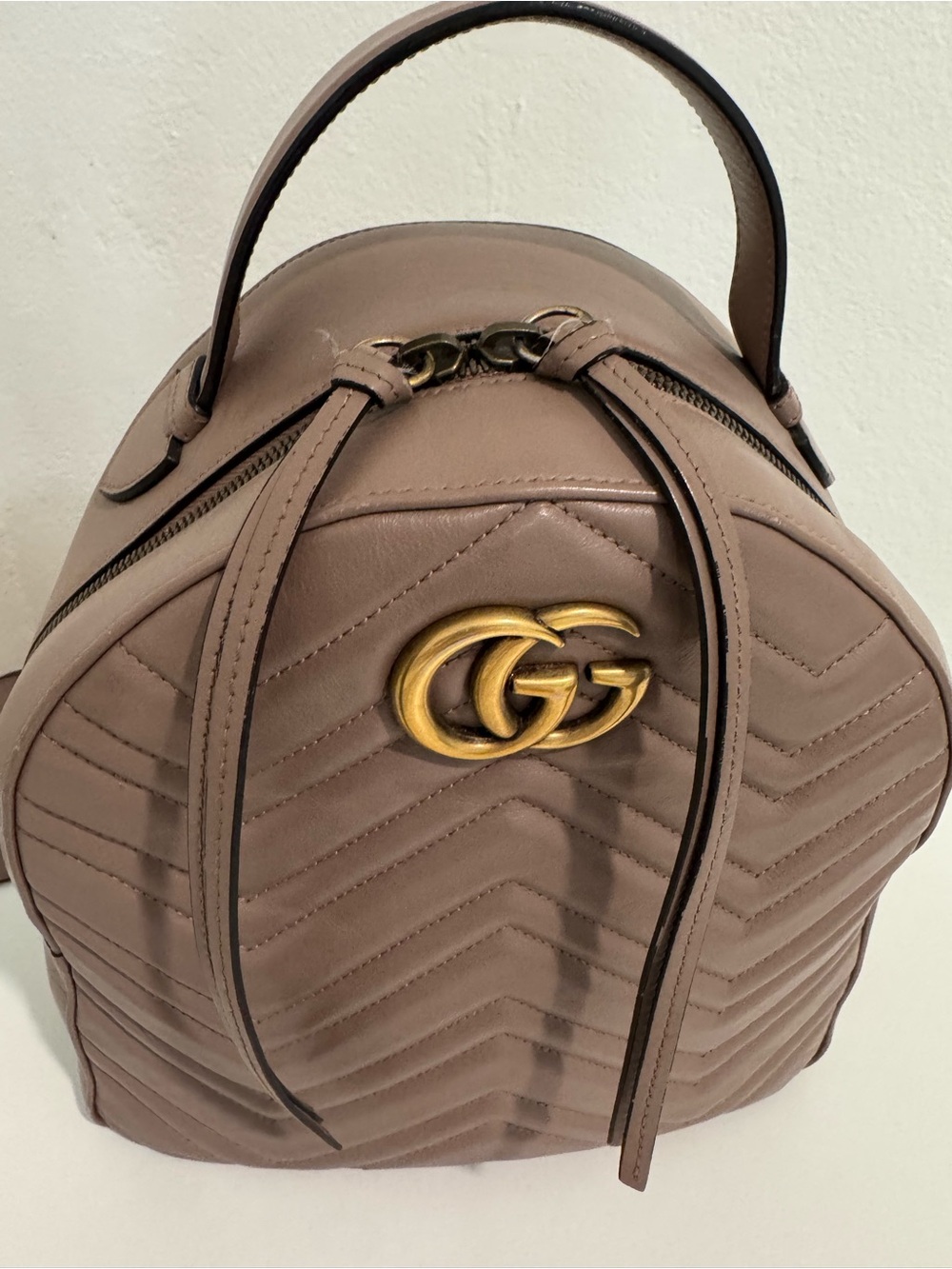 Gucci Quilted Mini Backpack in Dusty Taupe with Gold Hardware - Picture 2 of 5